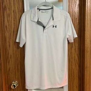 YXL Under Armour White Polo Tee